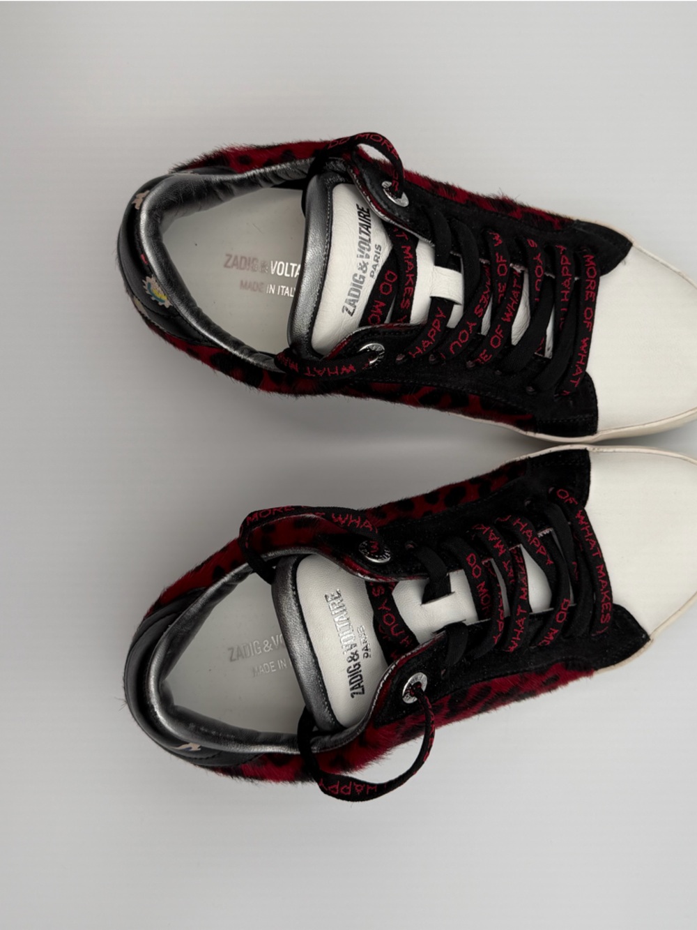 Zadig & Voltaire Women's Red and Black Leopard Print Low-Top Sneakers - Picture 5 of 8